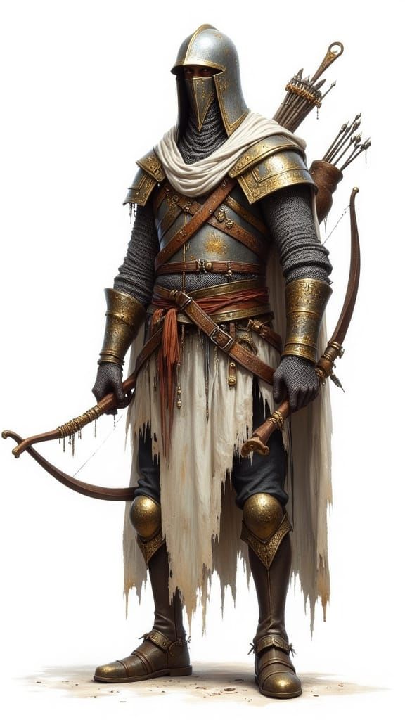 Archer in Steel Chainmail: Digital Art in Fantasy Style