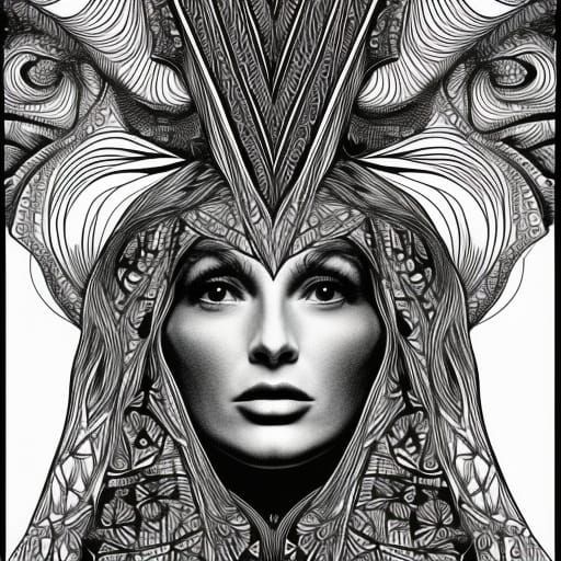 Eva Marie Saint Portrait in Pen and Ink Zentangle