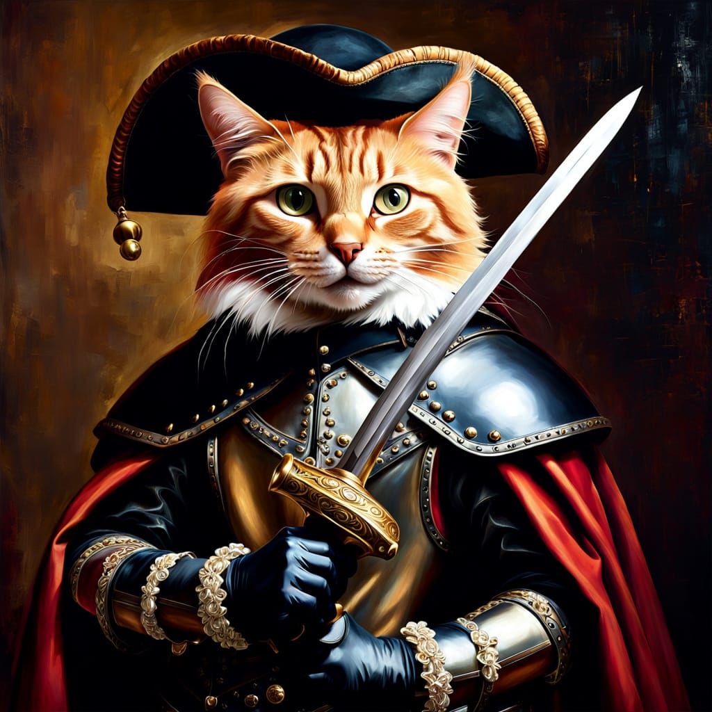 Baroque Feline Nobleman in Elegant Attire