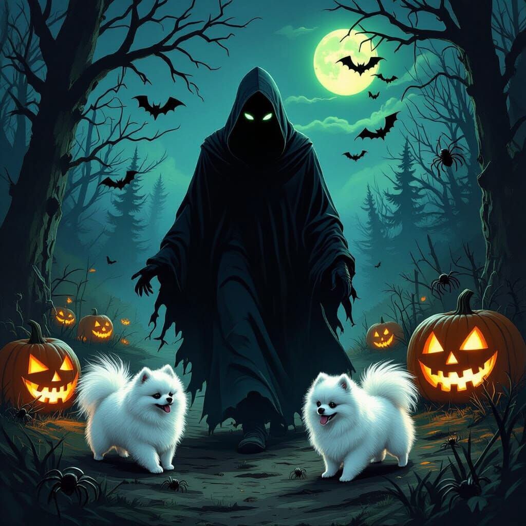 Ghostface and Pomeranians at Spooky Campground