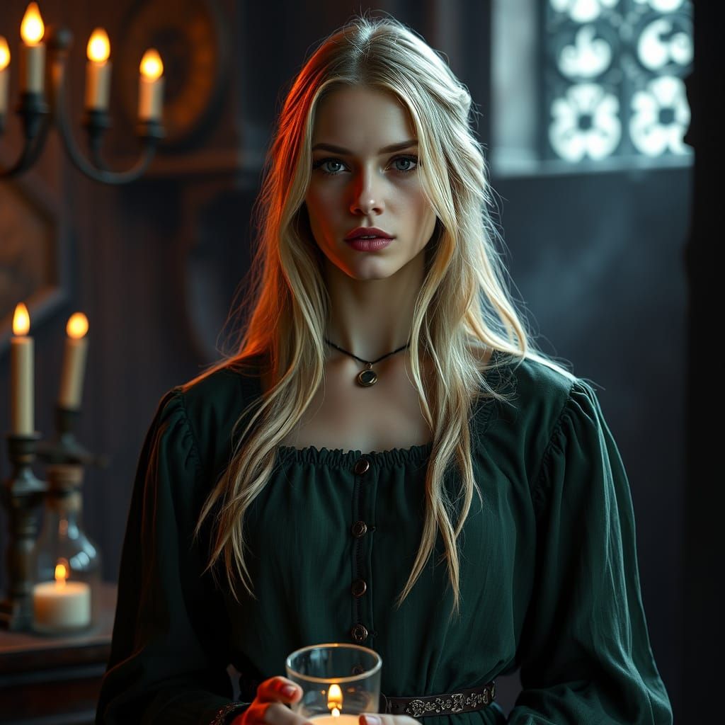 Medieval Alchemist in Dark Fantasy Digital Painting