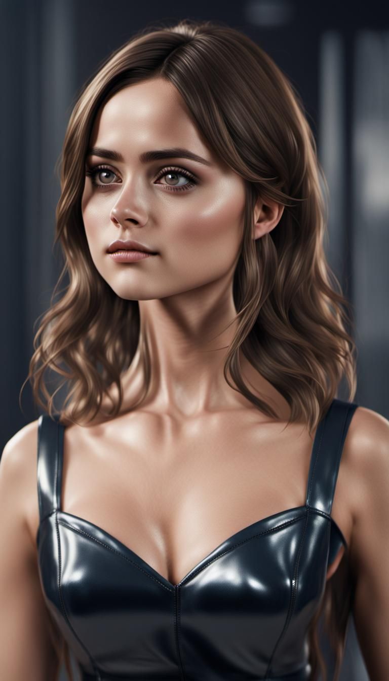 Photorealistic Portrait of Woman in Latex Dress