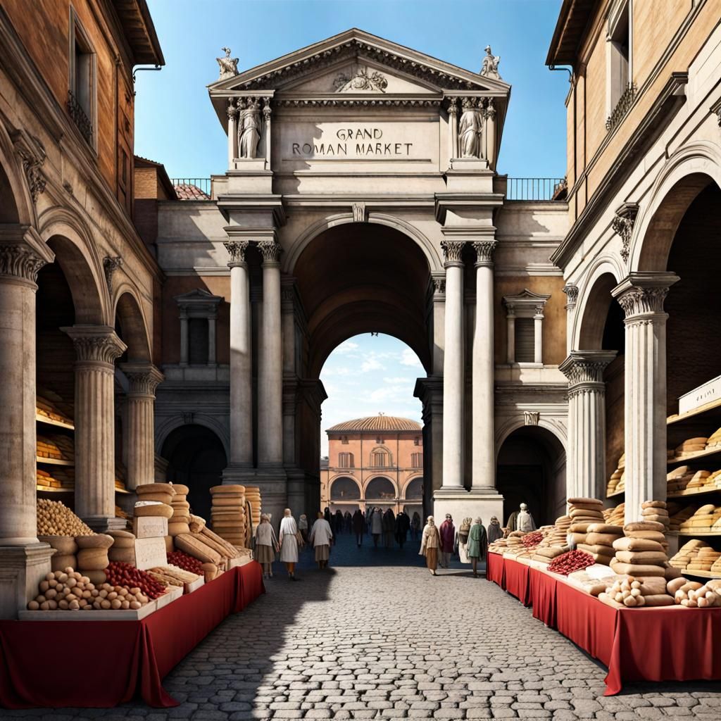 Grand Entrance to a Bustling Roman Market