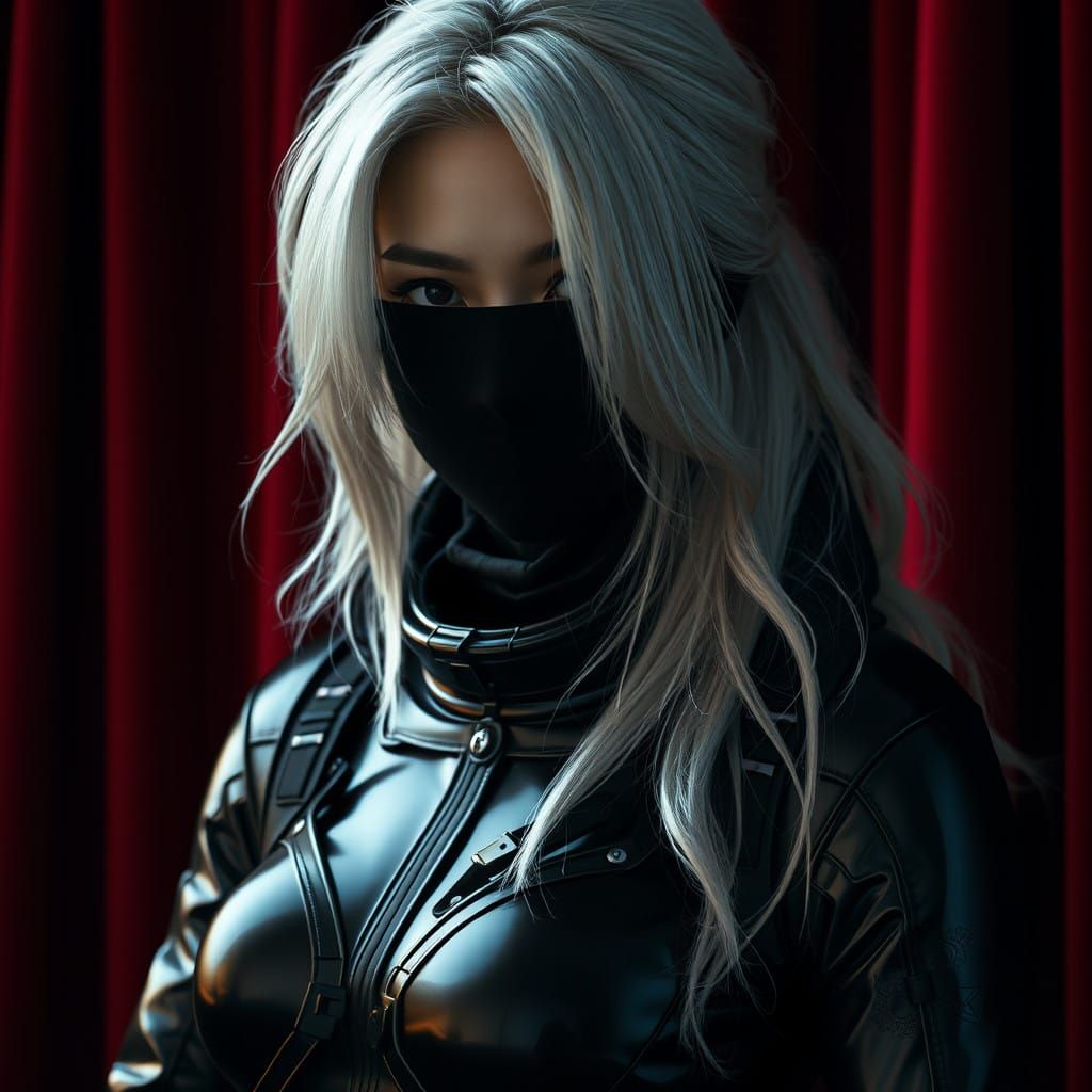 Regal Asian Woman in Futuristic Astronaut Suit