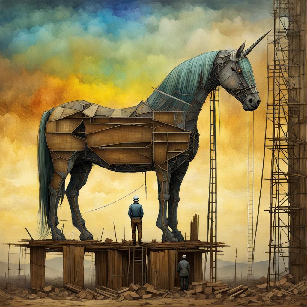 Trojan Unicorn Under Construction: Digital Art