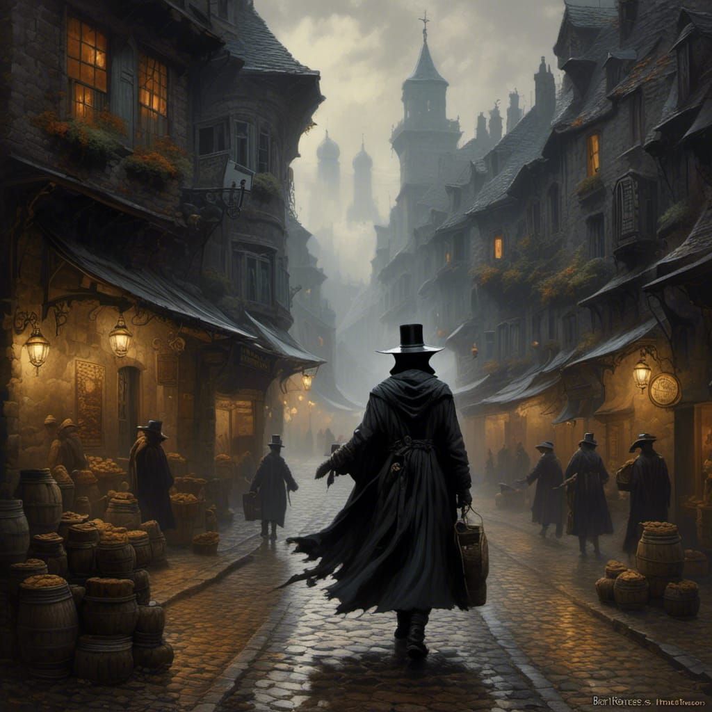 Ominous Plague Doctor in Dark Fantasy Style