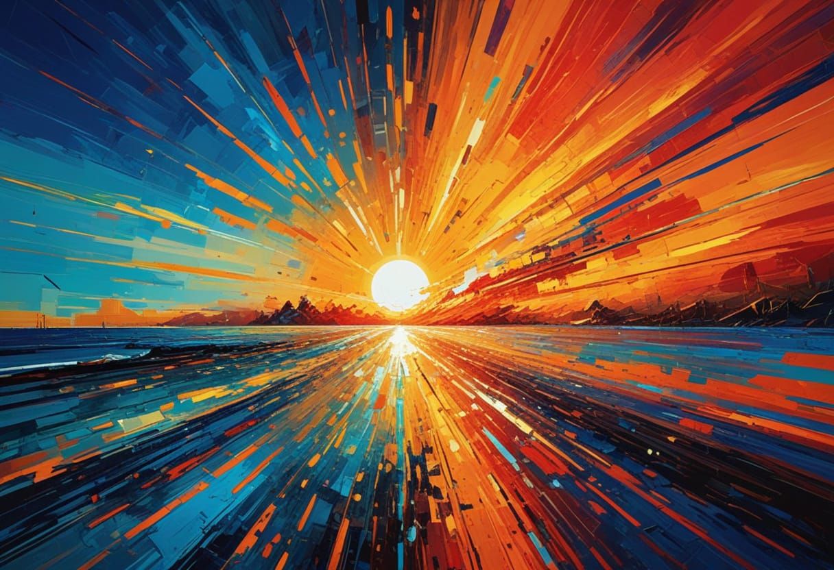 Vibrant Abstract Art of Sunrise, Sunset, and Time