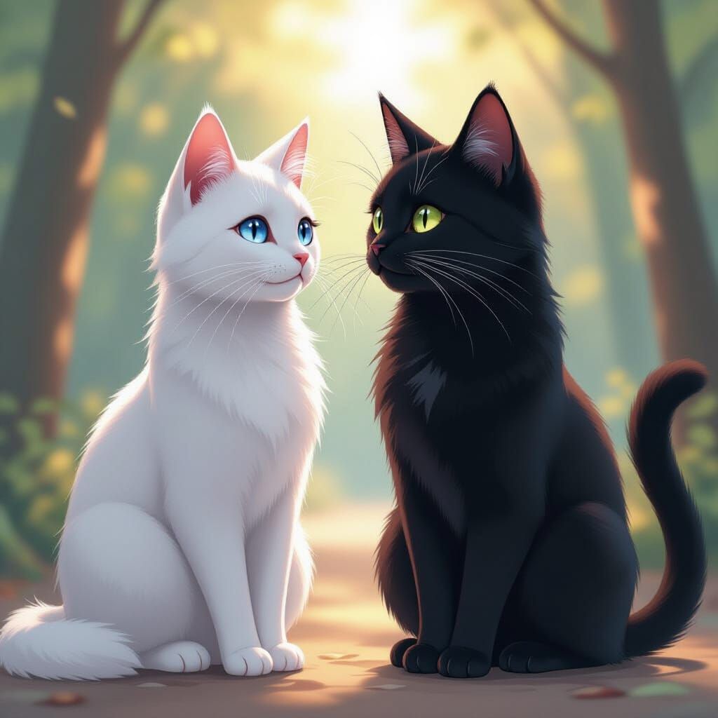 Anime Style Cats: White Female and Black Male Duo