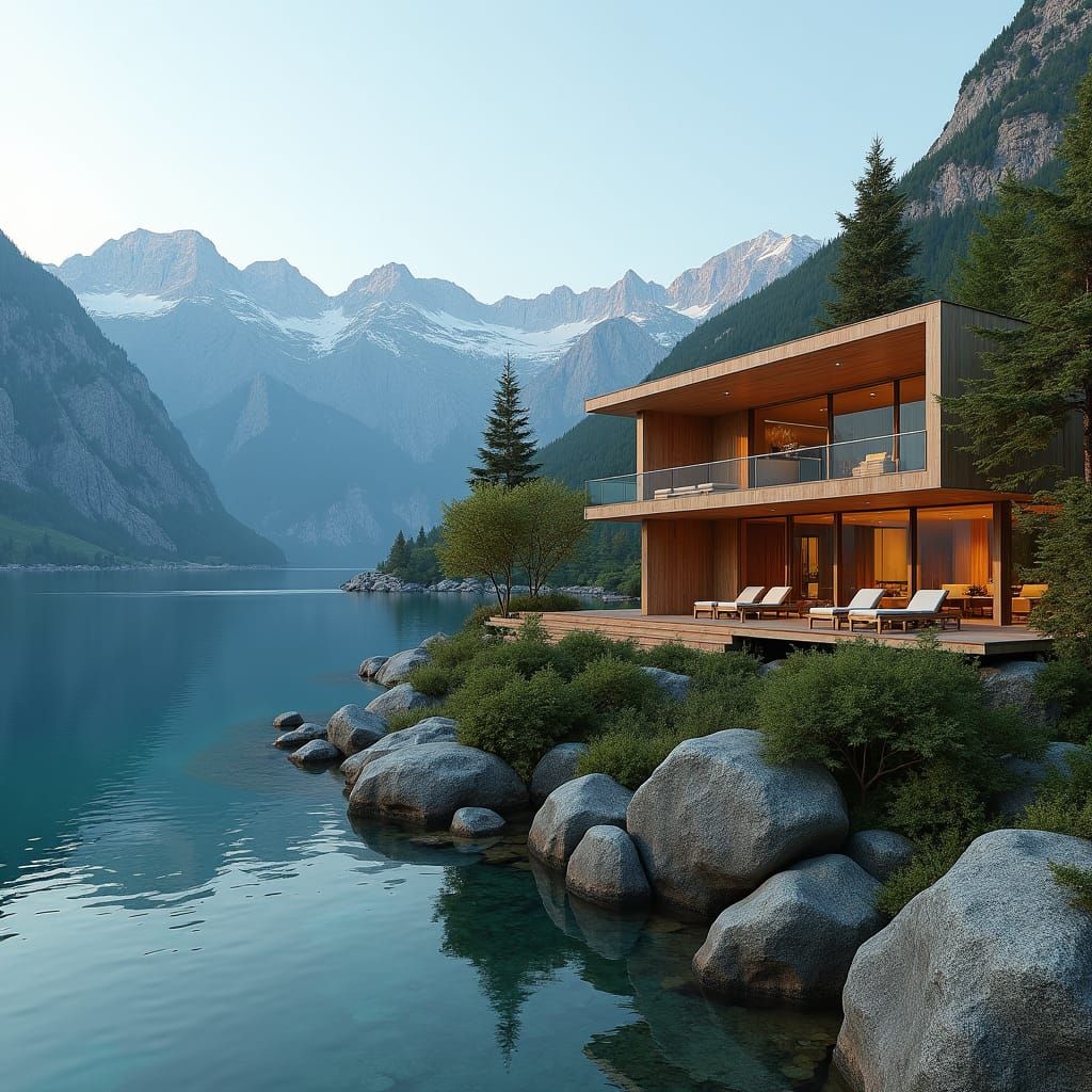 Luxury Mountain Hotel with Pool and Lake View