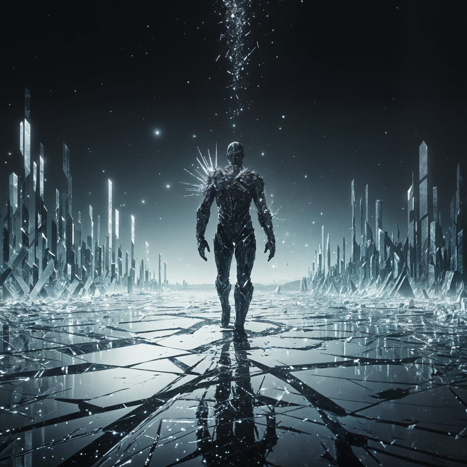 Surreal Landscape of Endless Crystals and Mirrors