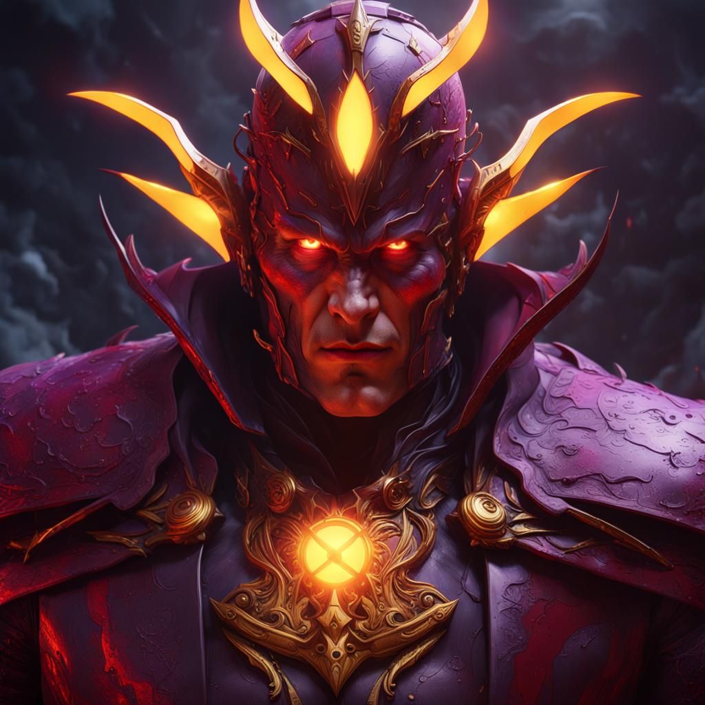 Red Lightning Supervillain Concept Art in Art Nouveau Style