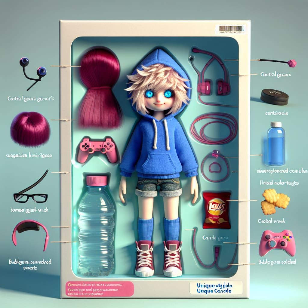 Gamer Girl Figurine in Packaging, Whimsical Style
