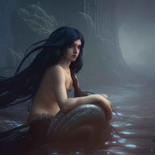 Gothic Mermaid in Dark Fantasy Style
