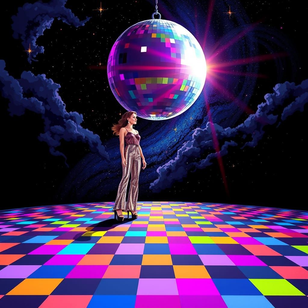 Retro-Futuristic Disco Queen Under the Stars