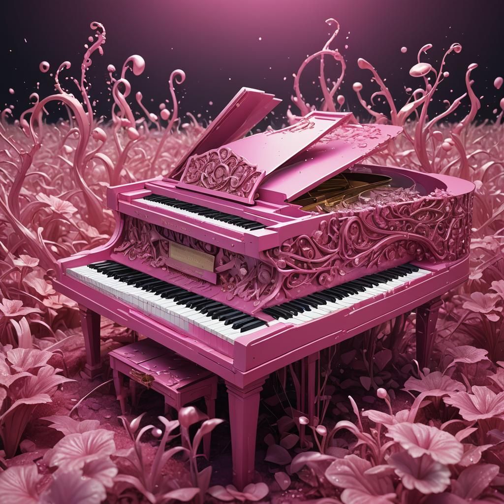 Pink Piano Keys in C Major: Detailed Matte Painting