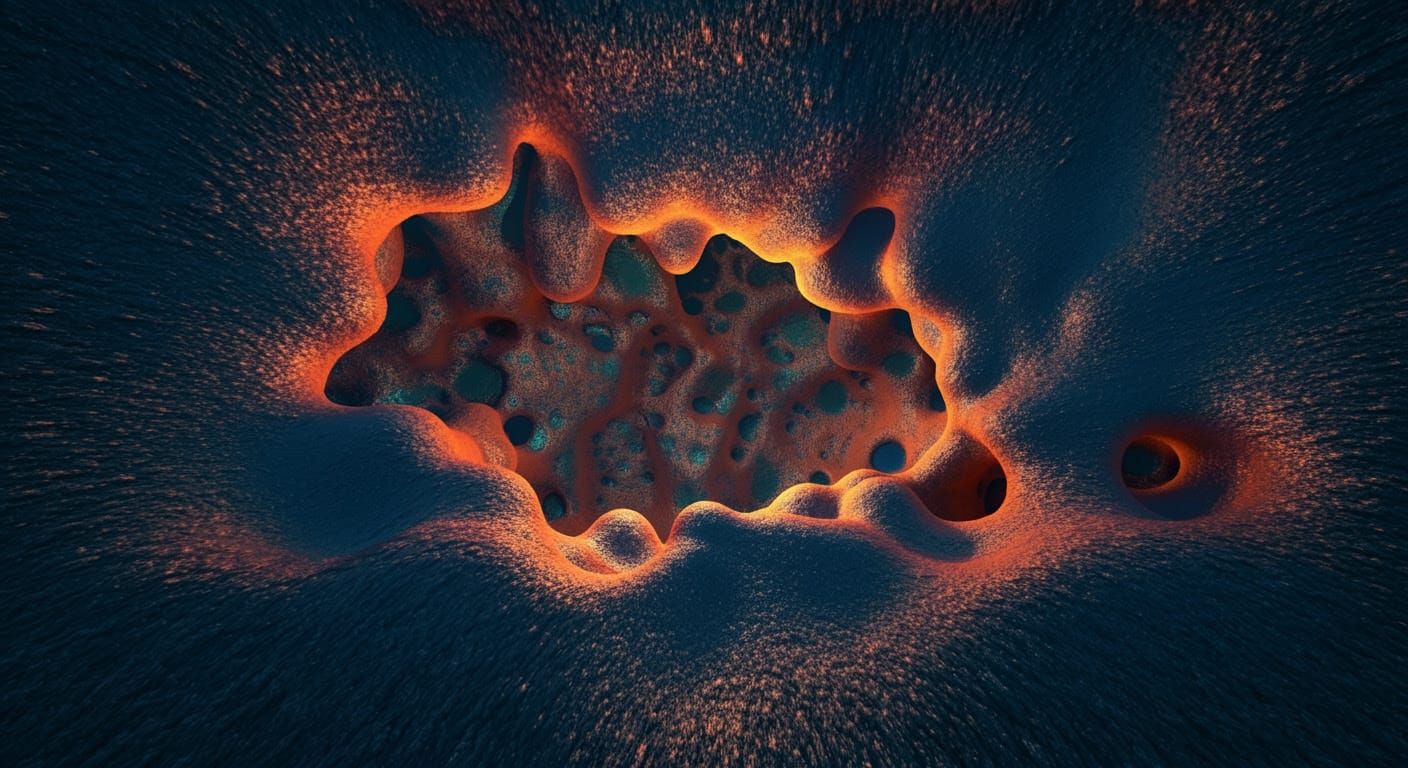 Crazed Bioiridescent Nucleated Microvoids Lavaconic Crackle Crazing in the Fabric of Time