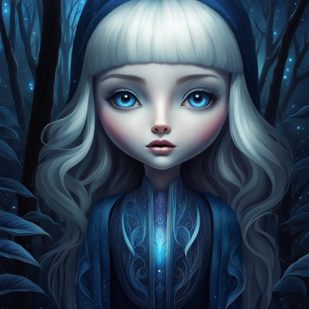Fantastical Flower in Starry Midnight Garden