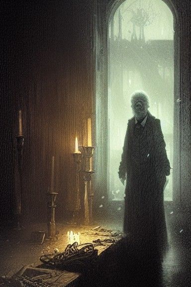 Horrifying Scrooge in Pajamas: A Dark Art Illustration