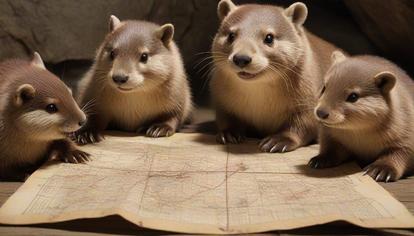 Friends Gather Around an Exciting Treasure Map in Whimsical...