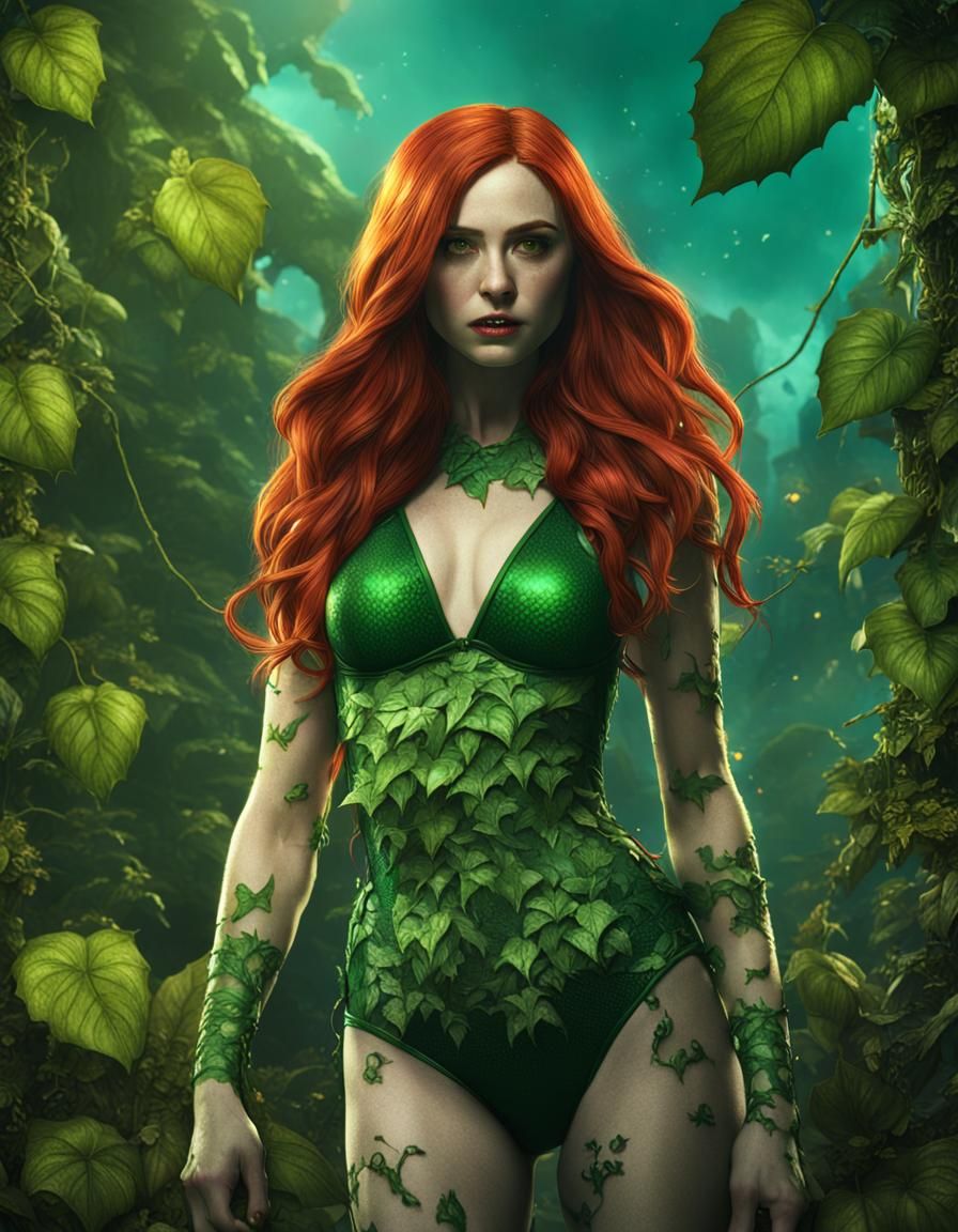 Karen Gillan as Poison Ivy: Detailed Digital Painting