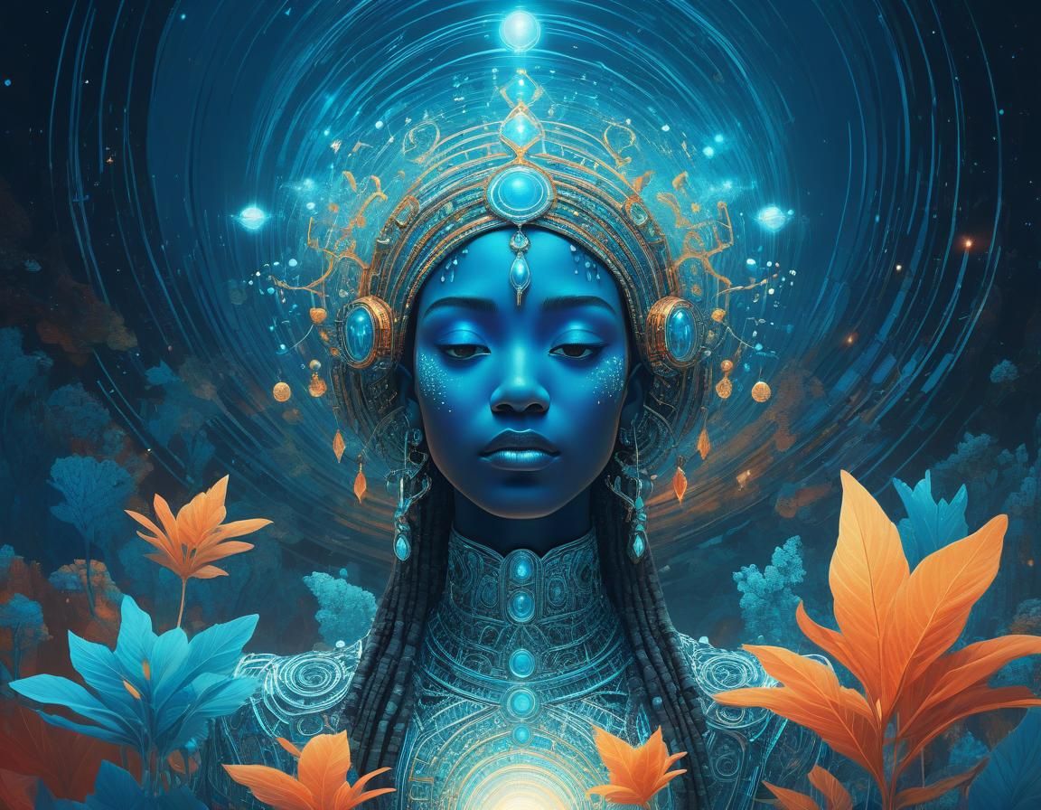 Ethereal Woman in Abstract Surreal Landscape