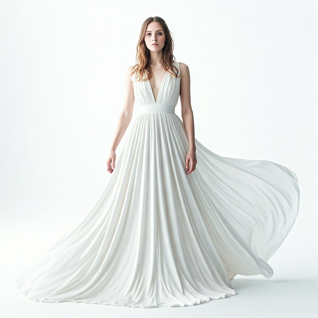 Ethereal Woman in White Landscape