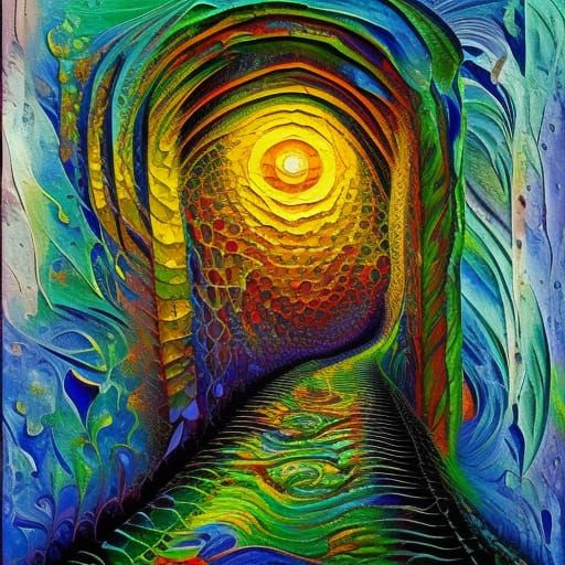 Demonic Road in Expressionist Oil Painting Style