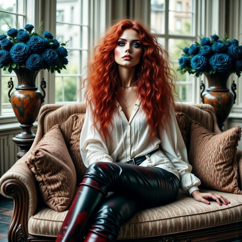 Gothic Woman in Zebra Outfit, Burtonesque Style