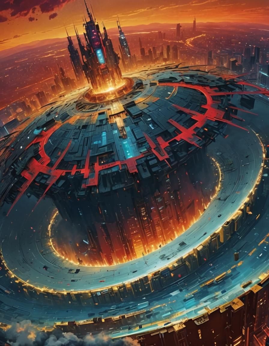 Punk Neofuturistic Architecture in Digital Matte Painting