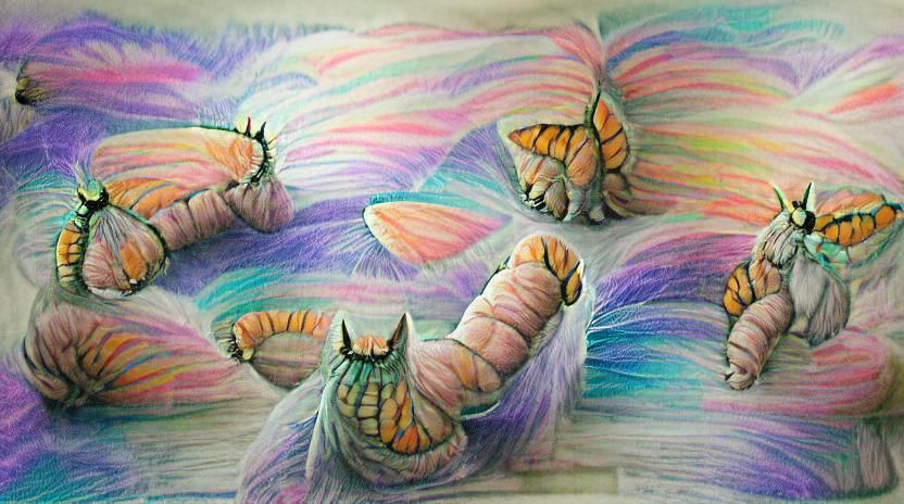 Caterpillar's Pastel Transformation to Butterfly