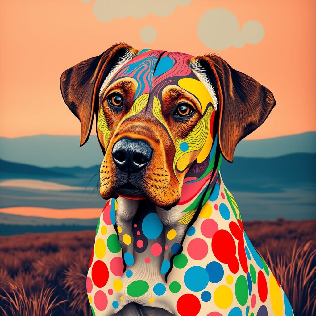 Vibrant Pop Art Labrador in Polka Dots