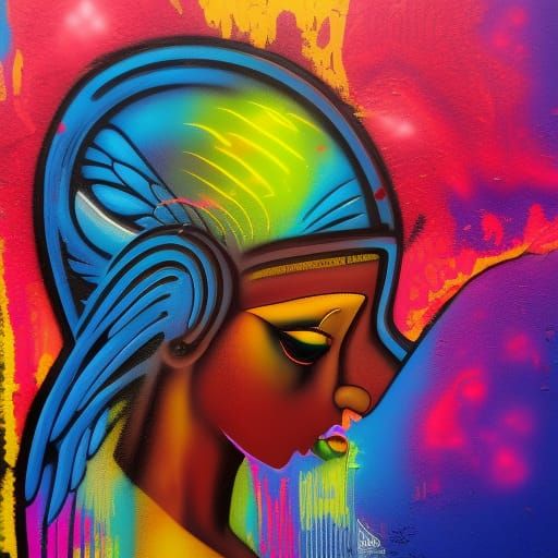 African American Archangel Raphael in Graffiti Art