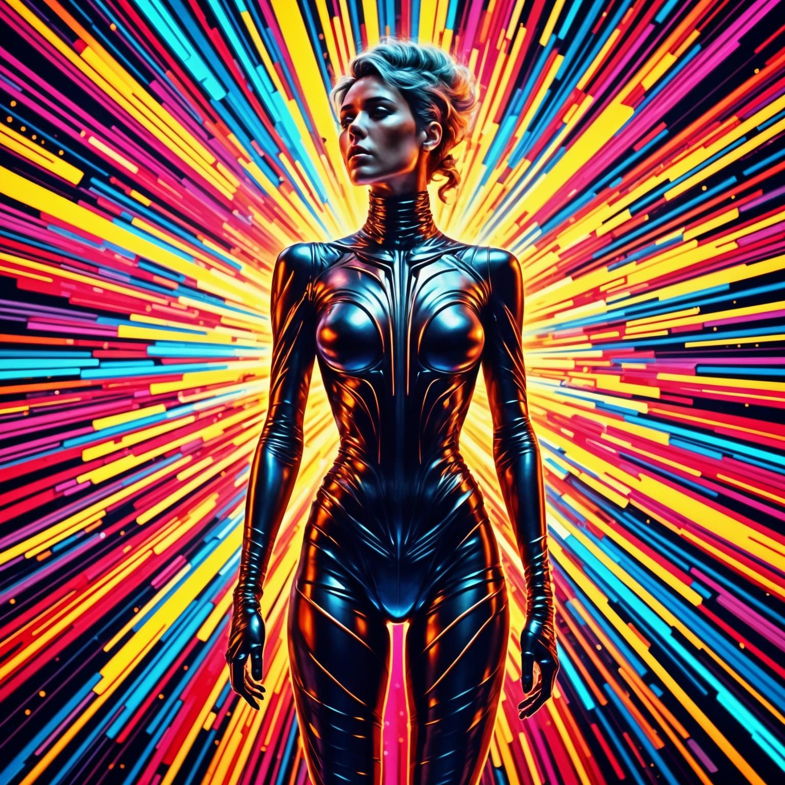 Vibrant Macro Art Piece with Geometric Bauhaus Influences