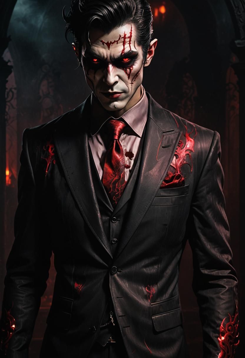 Menacing Demon God in Gothic Suit: Dark Fantasy Art