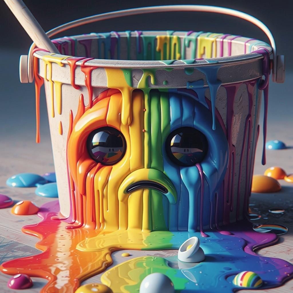 Faded Rainbow Drips Color into Water