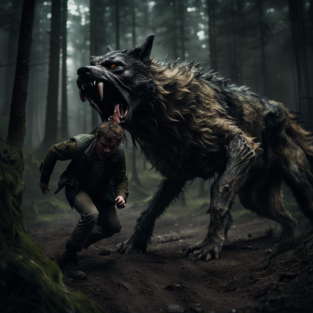 Savage Wolf Attack: Cinematic Realism in a Dark Forest