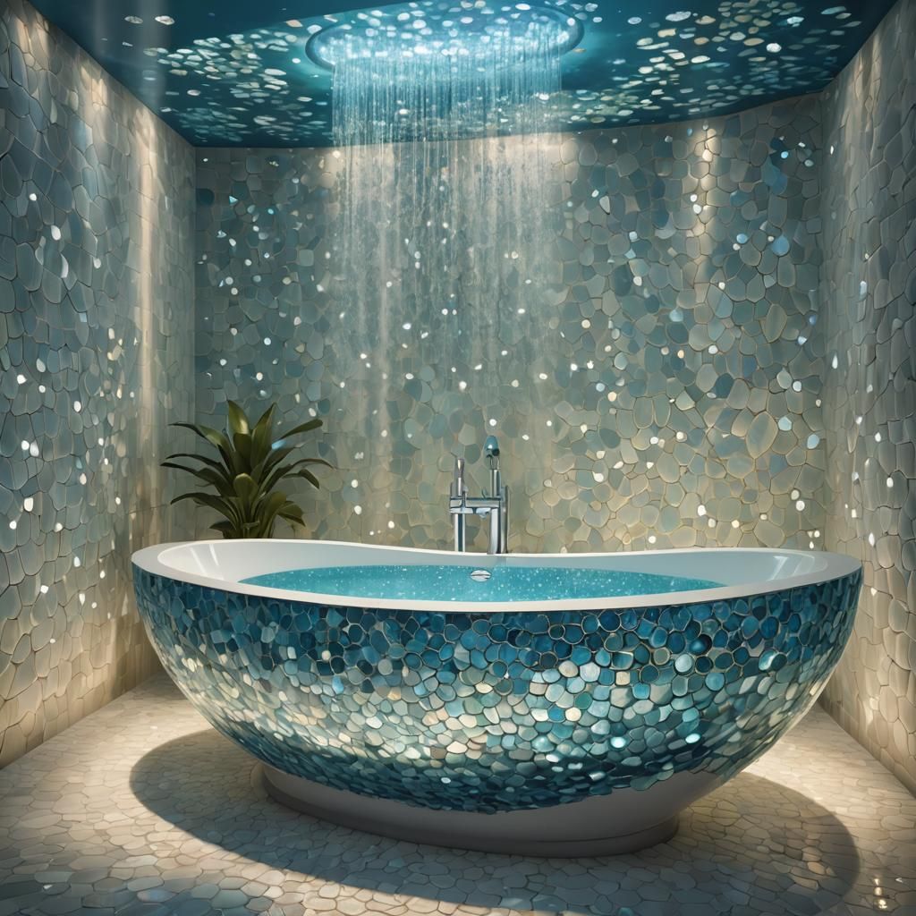Underwater Mosaic Bathtub in a Fantasy World
