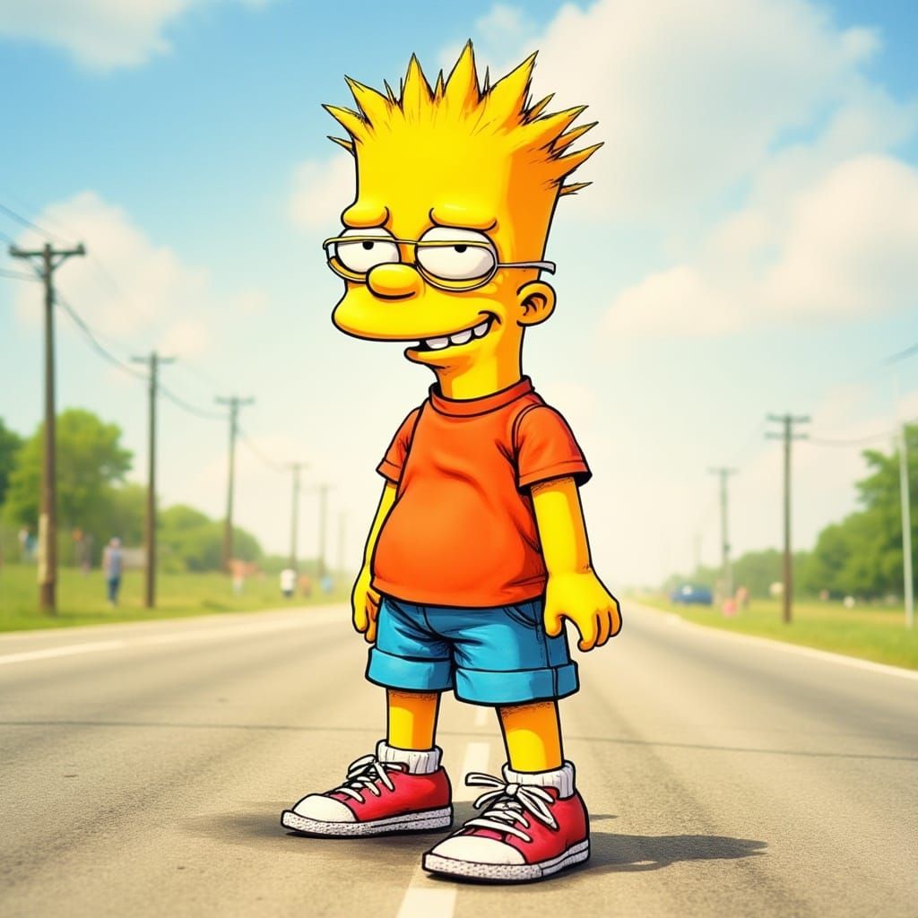 <lora:FreeRain Flux:1.0> Bart Simpson as a human