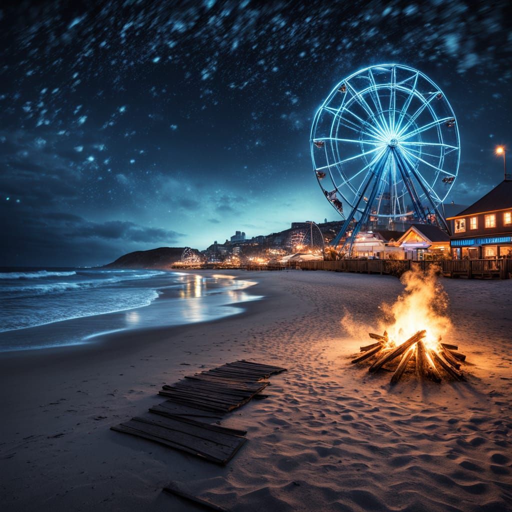 Bonfire Night on Bioluminescent Beach