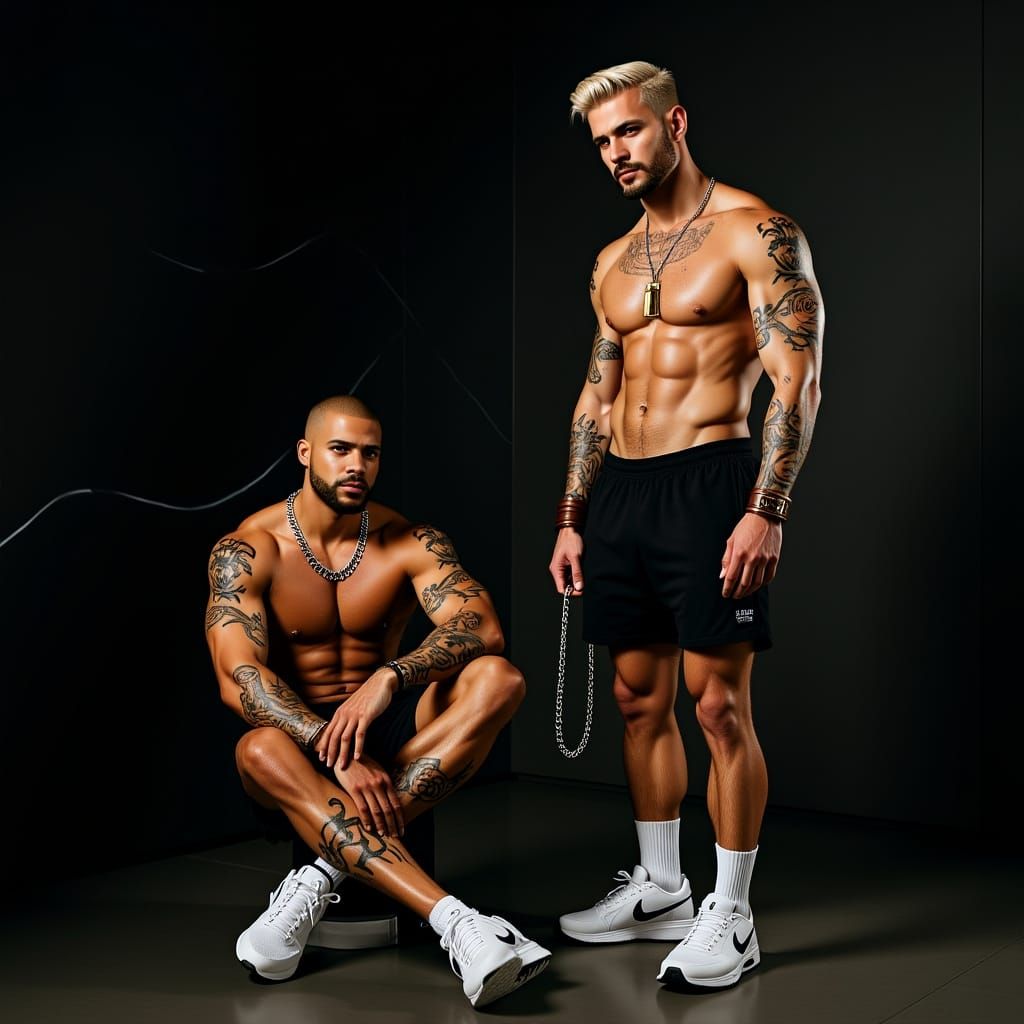 Hyper-Realistic Portrait of Athletic European Men