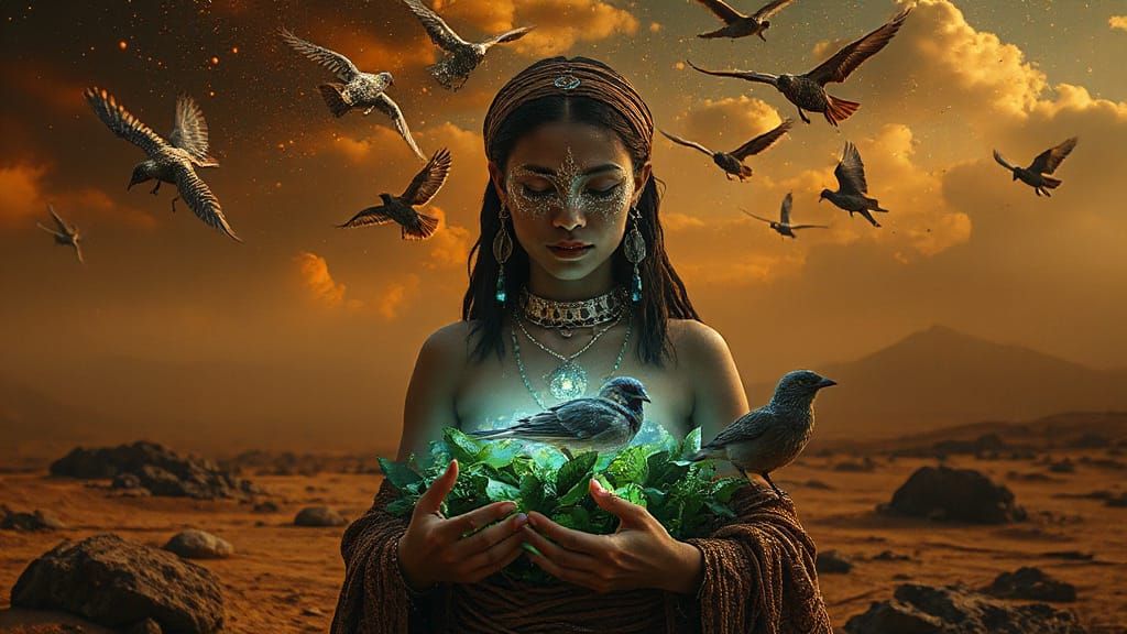 Mystical Shaman Reveals Bioluminescent Oasis in Surreal Land...