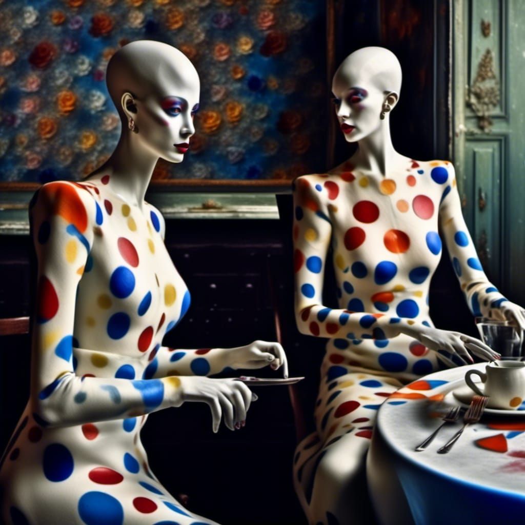 Alien Having Coffee: Polychromatic Abstract Matte Painting