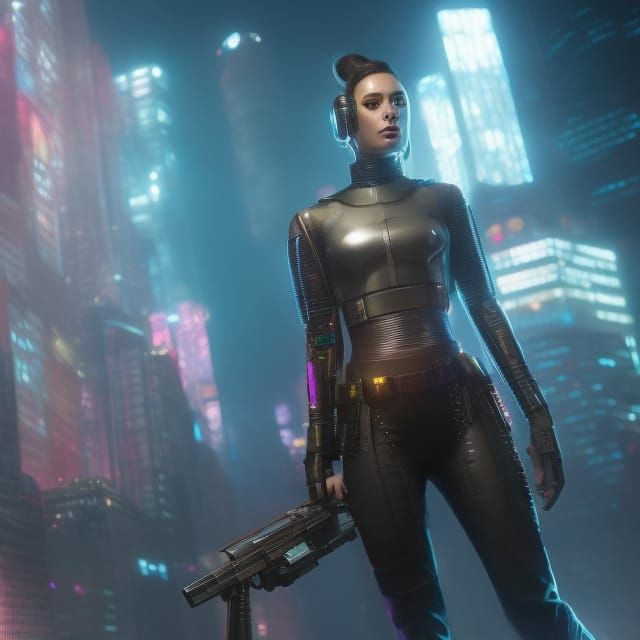 Hyperdetailed Cyberpunk Girl in Shiny Digital Art