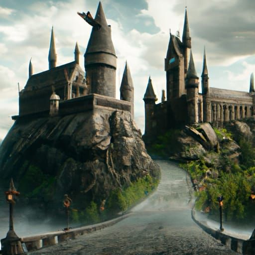 Detailed Matte Painting of Hogwarts Castle