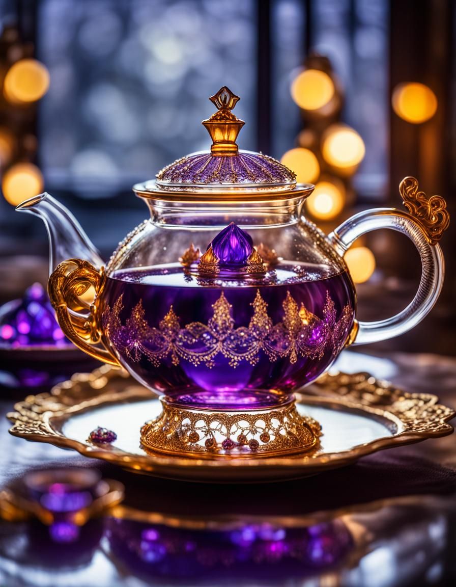 Elegant Crystal Teapot with Art Deco Flair