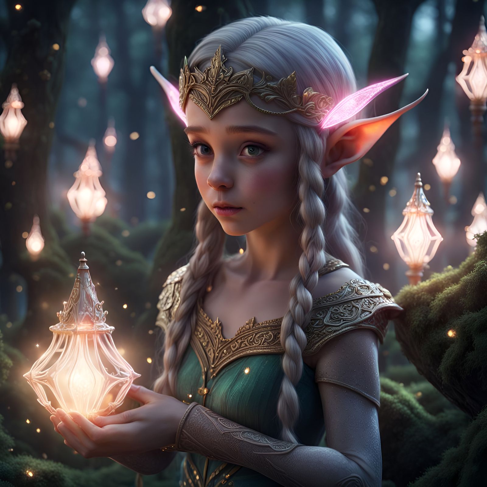 Enchanting Elf in Magical Forest Concept Art