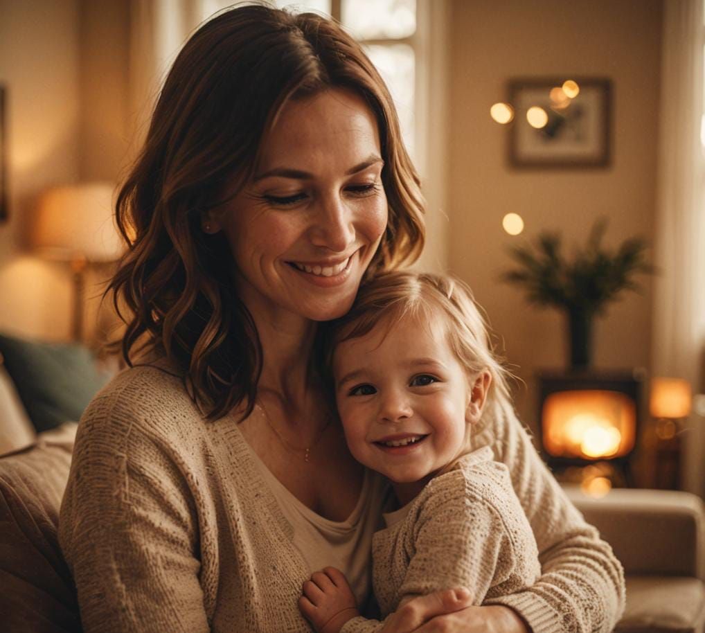 Portrait of a Loving Mother in a Soft, Natural Light