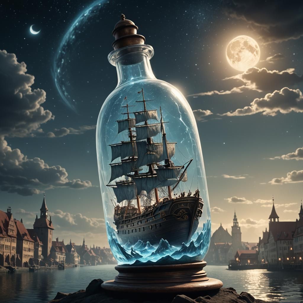 Ship in a Bottle with Nuremberg Celestial Phenomenon