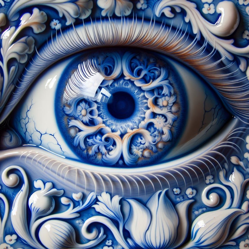 Surreal Delftware Eye Close-up