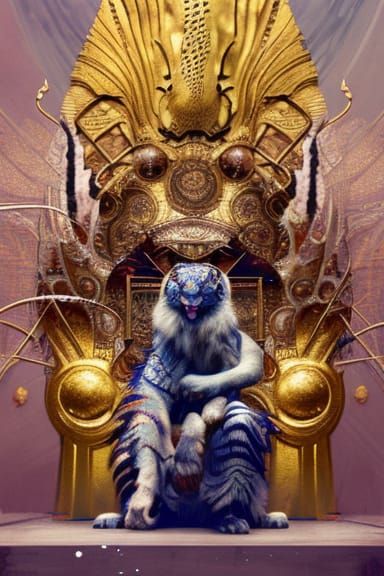 Tiger King Portrait in Art Deco Throne Room